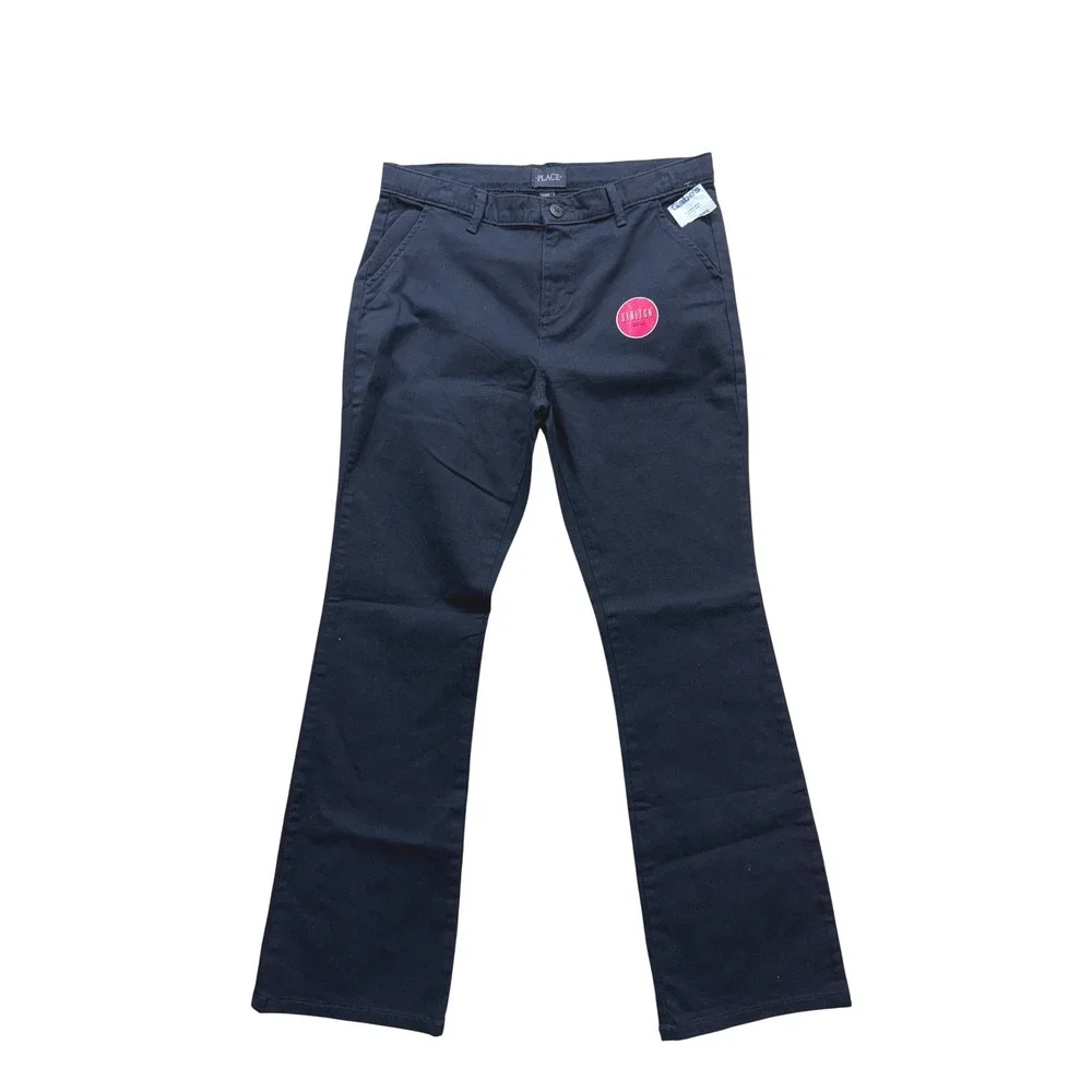 The Children's Place Chino Pants Kids 14‎ Plus Navy Blue Stretch Bootcut School